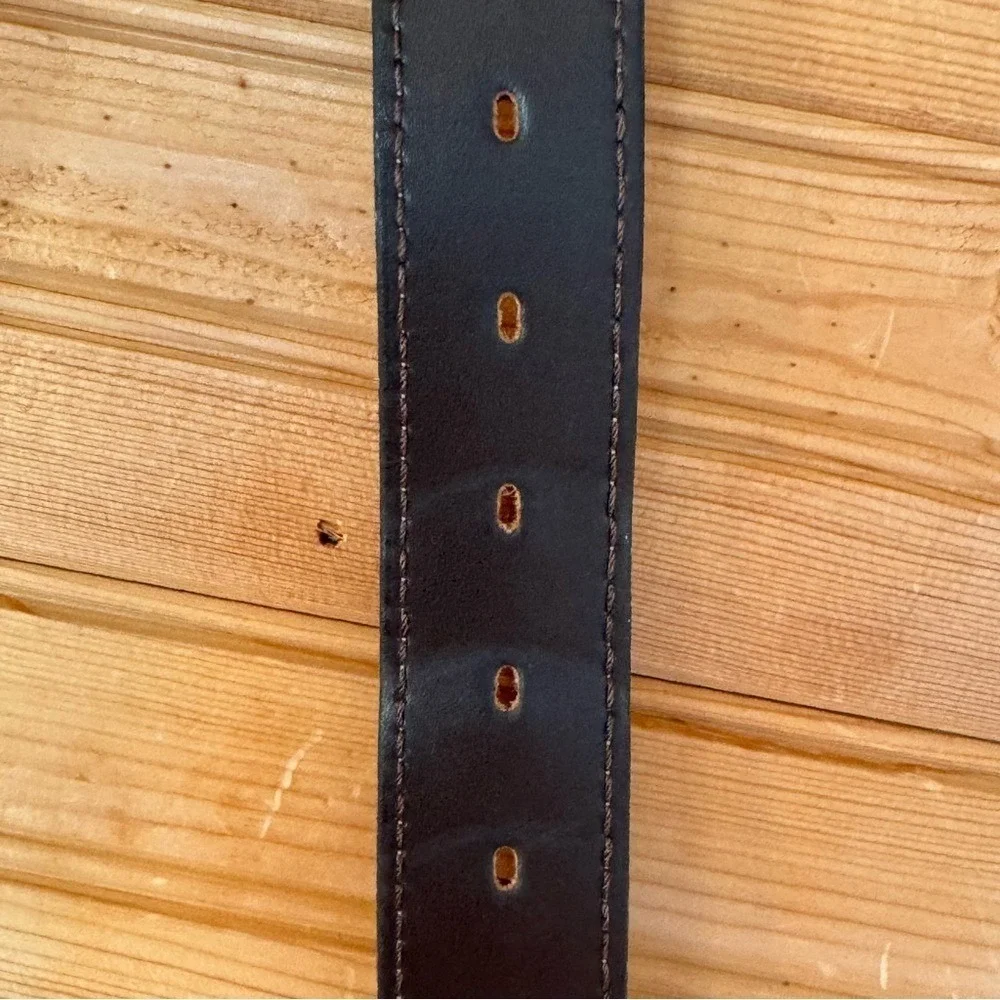Belt Genuine Leather Dark Brown with Gold Buckle 48
